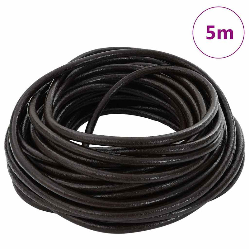 Cordón de cuero vidaxl marrón oscuro ø5 mm x 5 m cuero