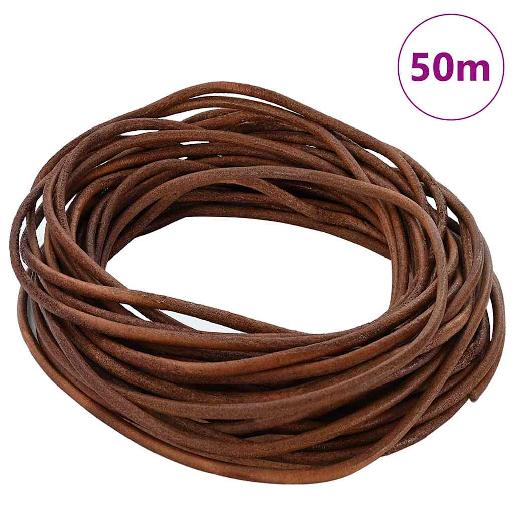 Cordoncino in cuoio Vidaxl marrone chiaro ø2,5 mm x 50 m cuoio