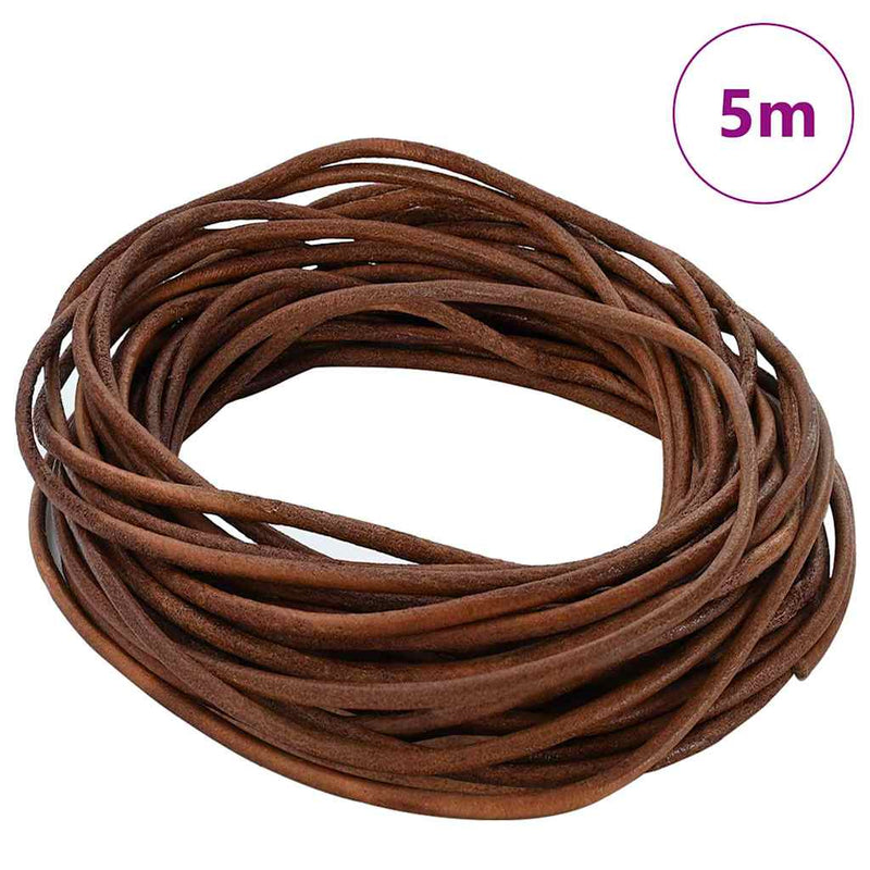 Cordón de cuero vidaxl marrón claro ø3 mm x 5 m cuero
