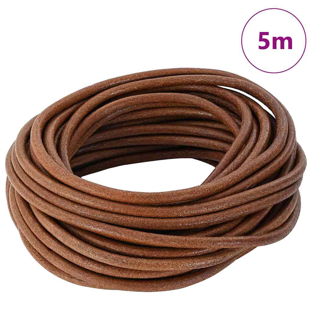 Cordoncino in cuoio Vidaxl marrone chiaro ø4 mm x 5 m cuoio