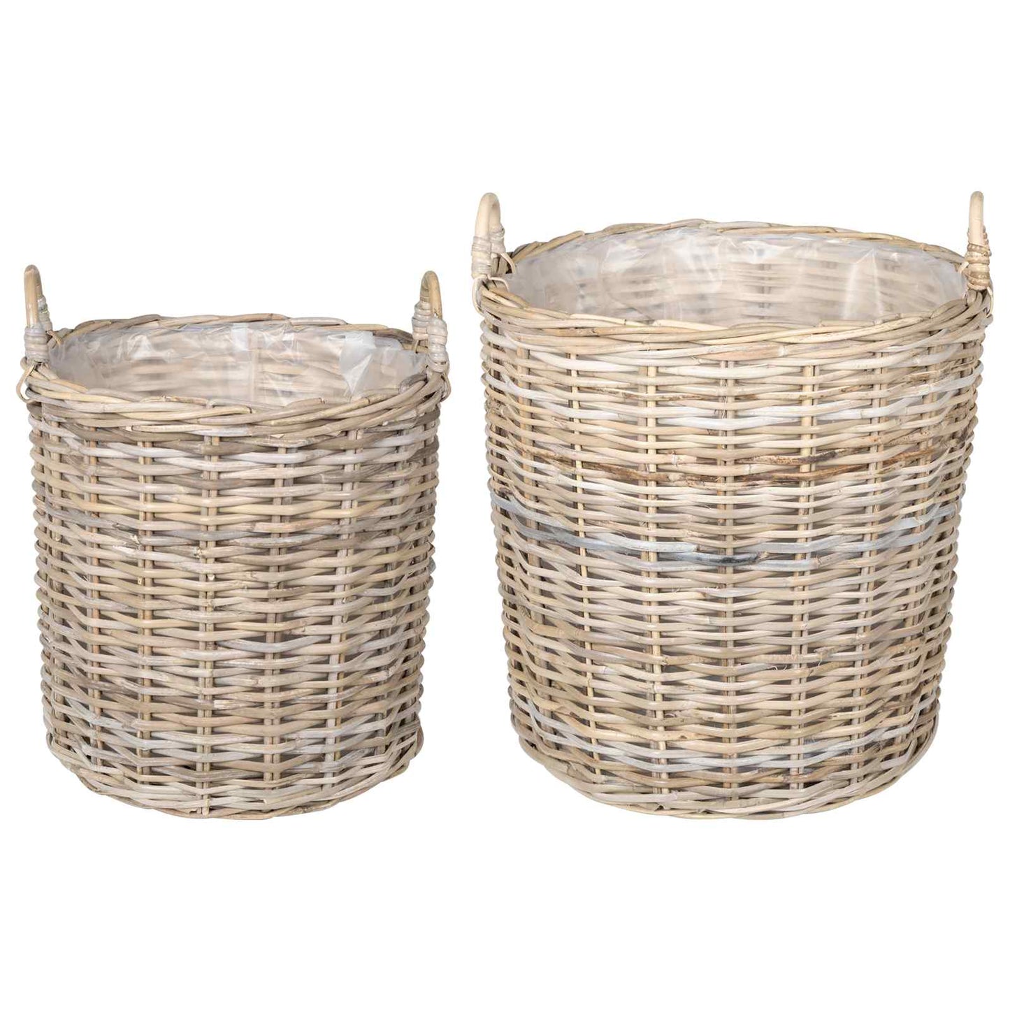 Vidaxl plantermand met opslag 2 pcs grijs lacak riet
