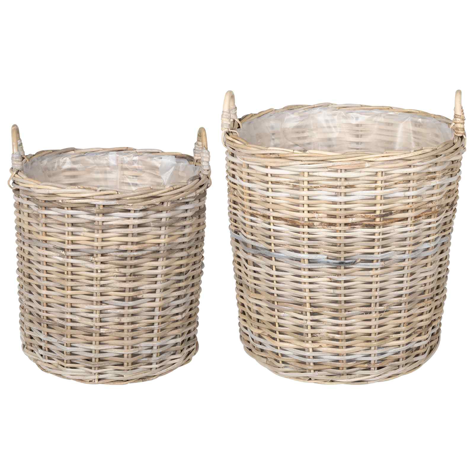 Cestino per piante Vidaxl con contenitore, 2 pezzi, in vimini laccak grigio