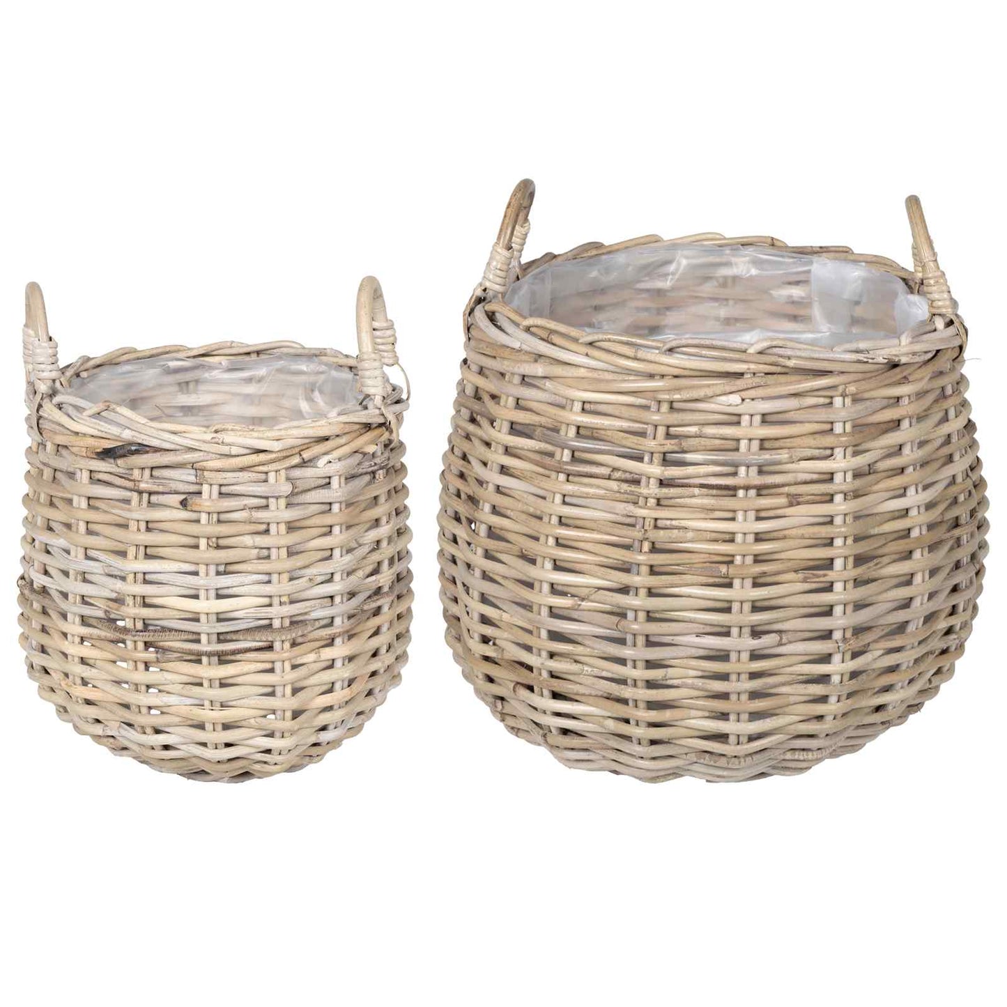 Vidaxl plantermand met opslag 2 pcs grijs lacak riet