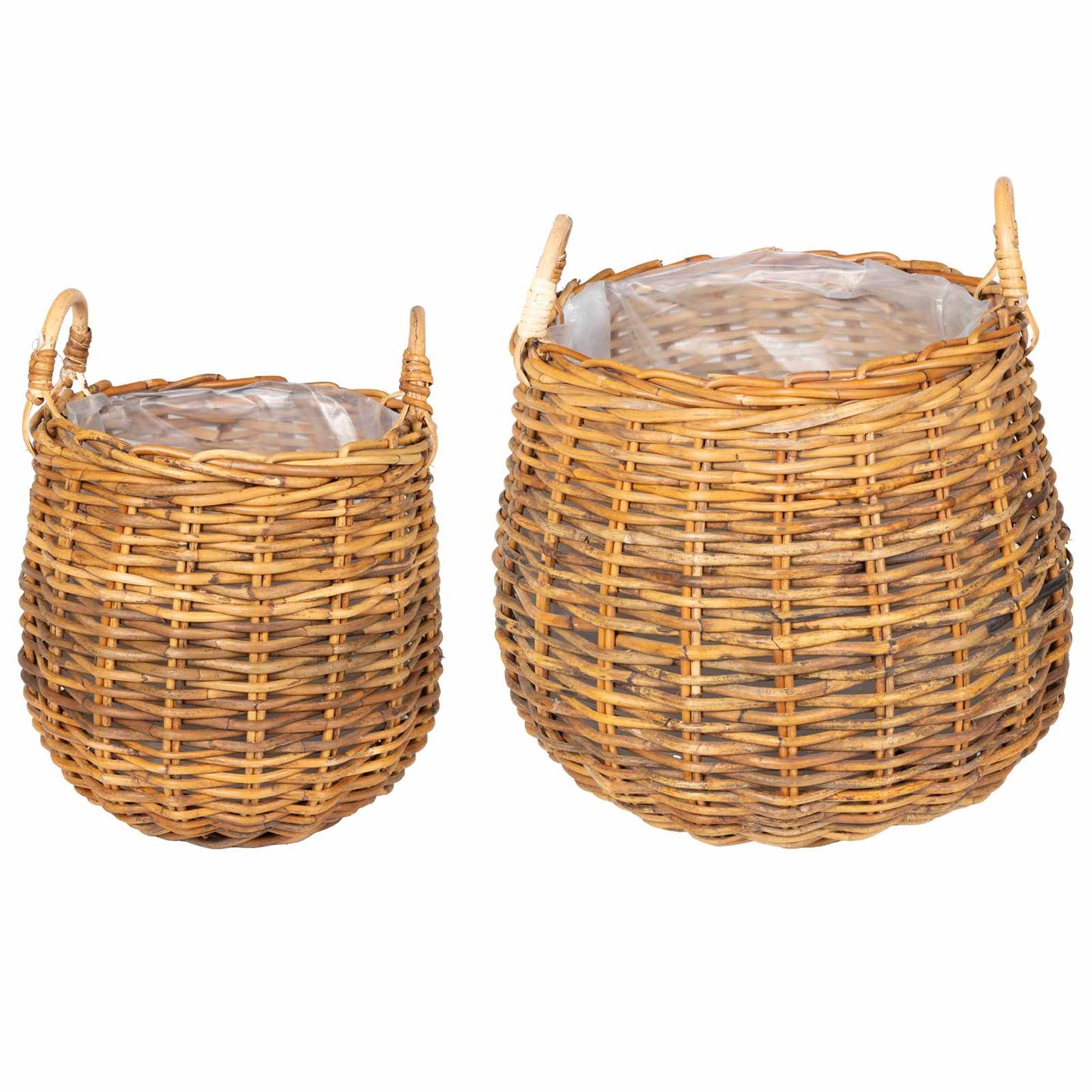 Vidaxl plantermand met opslag 2 pcs bruin lacak riet