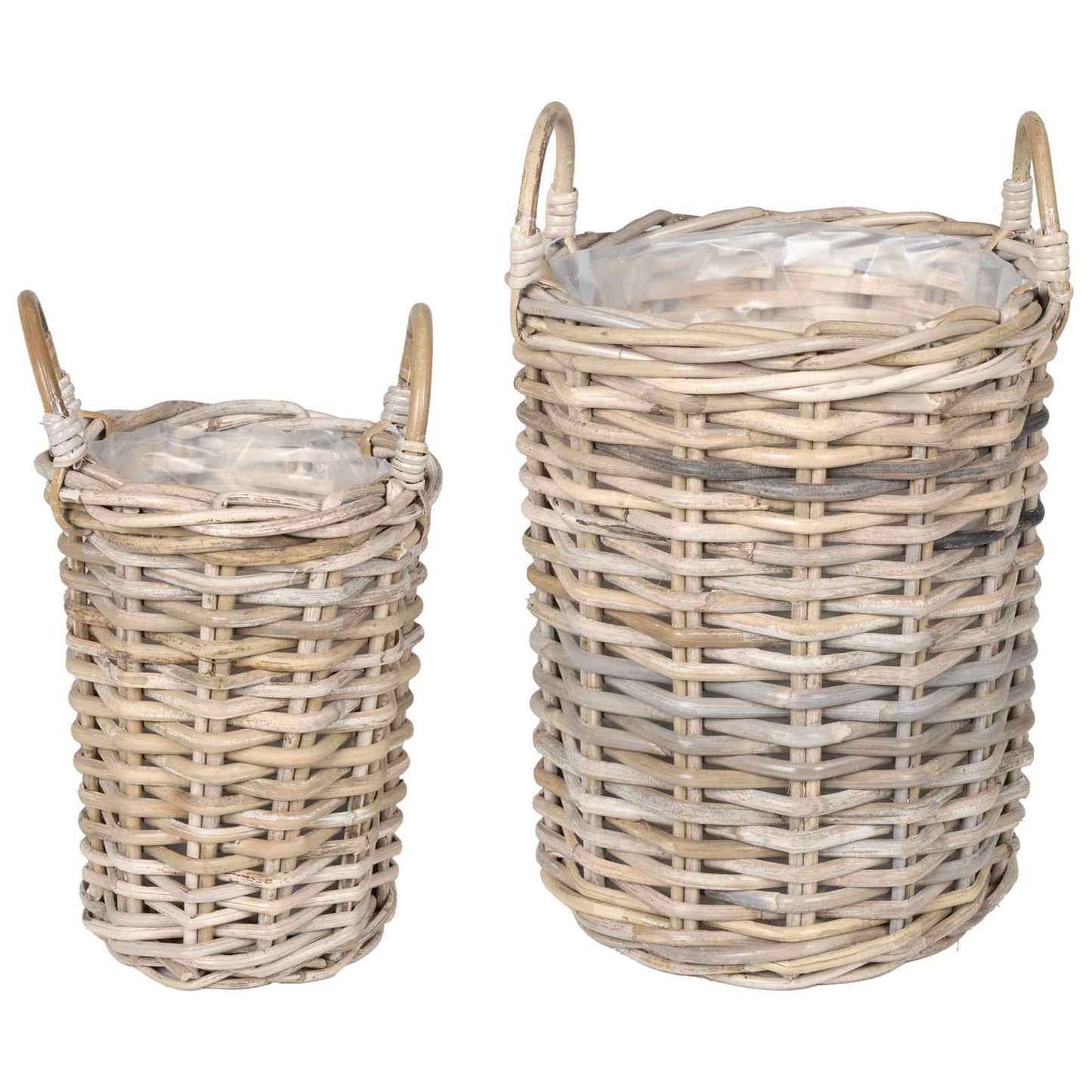 Vidaxxl macetero con almacenaje 2 uds ratán kubu gris