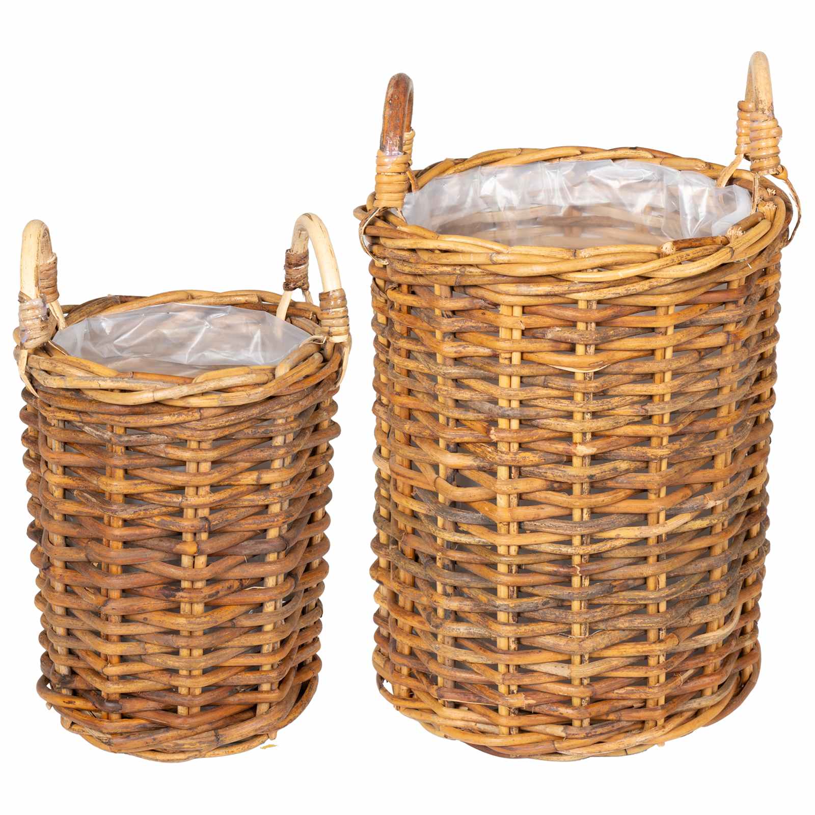 VidaXL cesto per piante con contenitore 2 pezzi in kubu rattan marrone