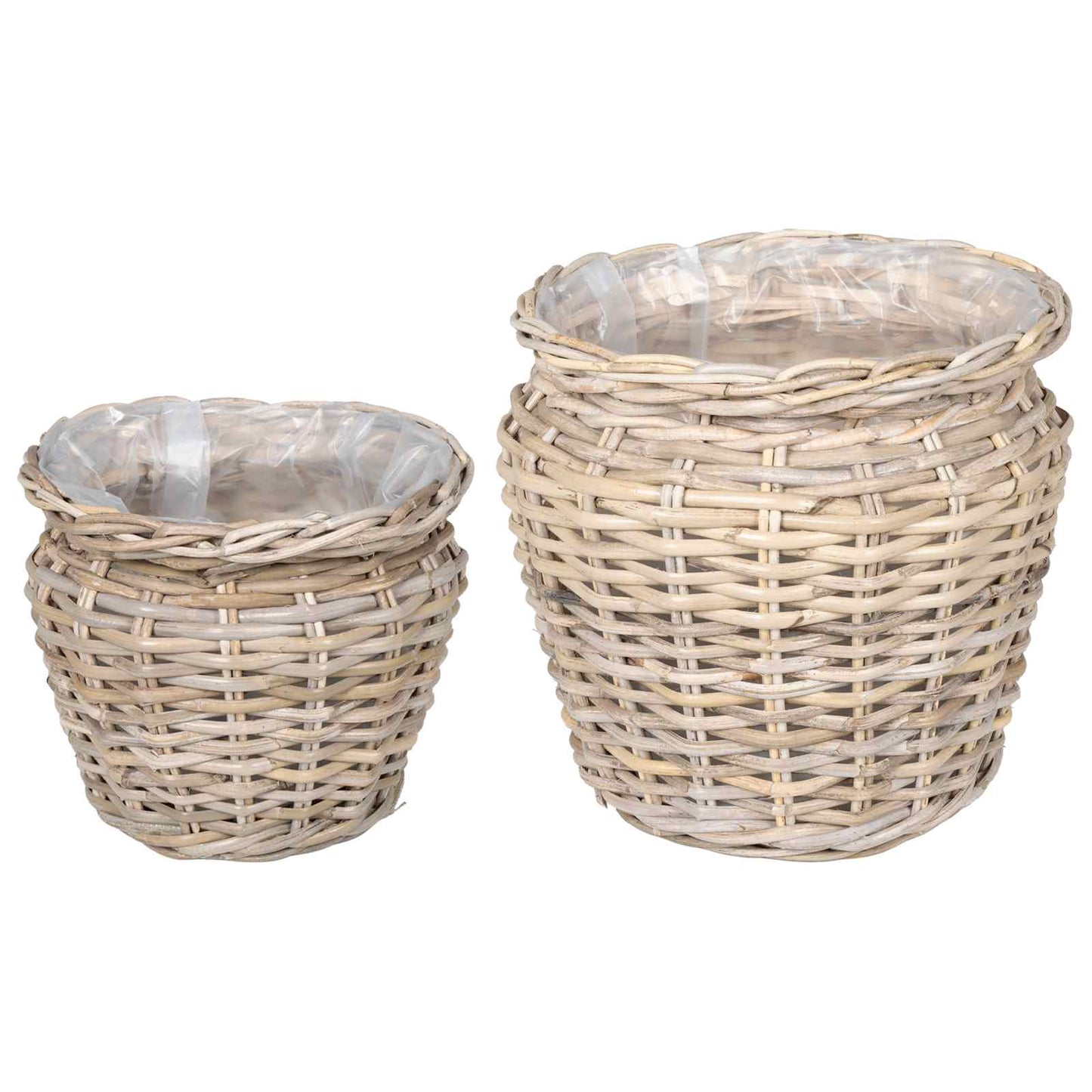Cestino per piante Vidaxl con contenitore, 2 pezzi, in vimini laccak grigio