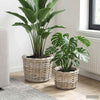 Vidaxl bloempot mand met opslag 2 pcs grijs kubu rattan