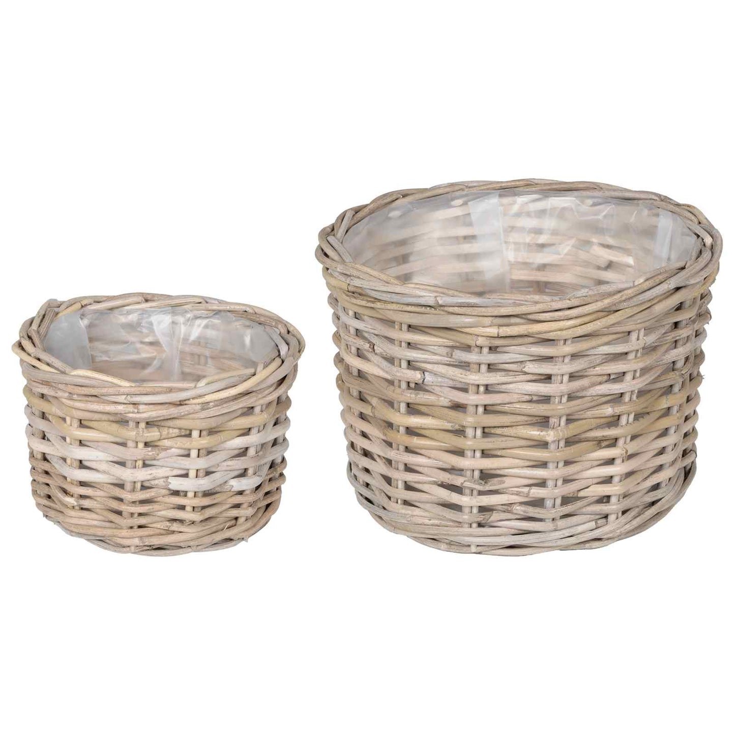Cesta para macetero vidaxl con almacenaje 2 uds ratán kubu gris
