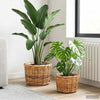 Vidaxl cesto portafiori con contenitore, 2 pezzi, kubu rattan marrone