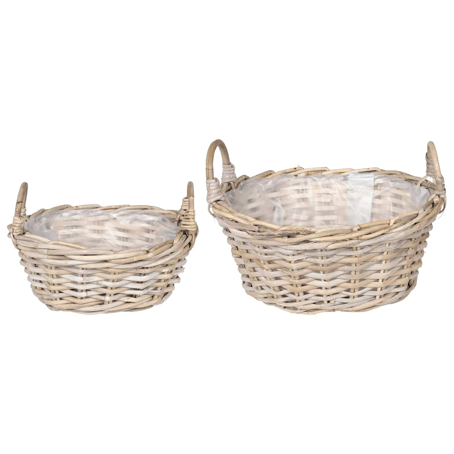 Cestino per piante Vidaxl con contenitore, 2 pezzi, in vimini laccak grigio