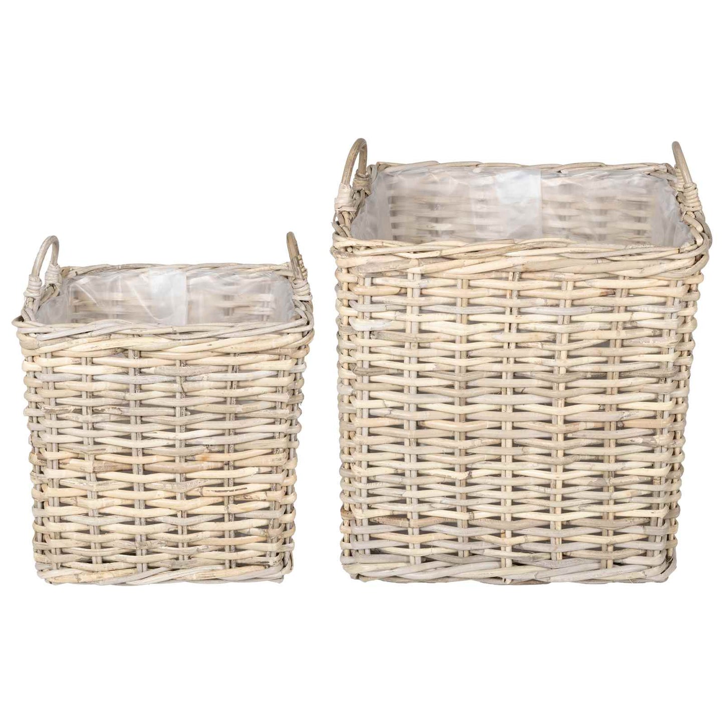 Cestino per piante Vidaxl con contenitore, 2 pezzi, in vimini laccak grigio