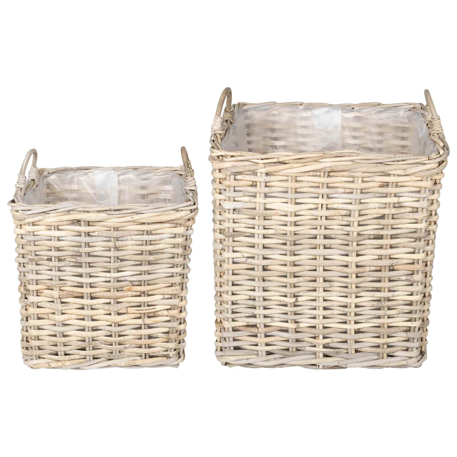 Cestino per piante Vidaxl con contenitore, 2 pezzi, in vimini laccak grigio