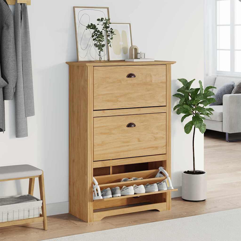 Vidaxl zapatero bodo marrón miel 80 x 35 x 118 cm madera artesanal