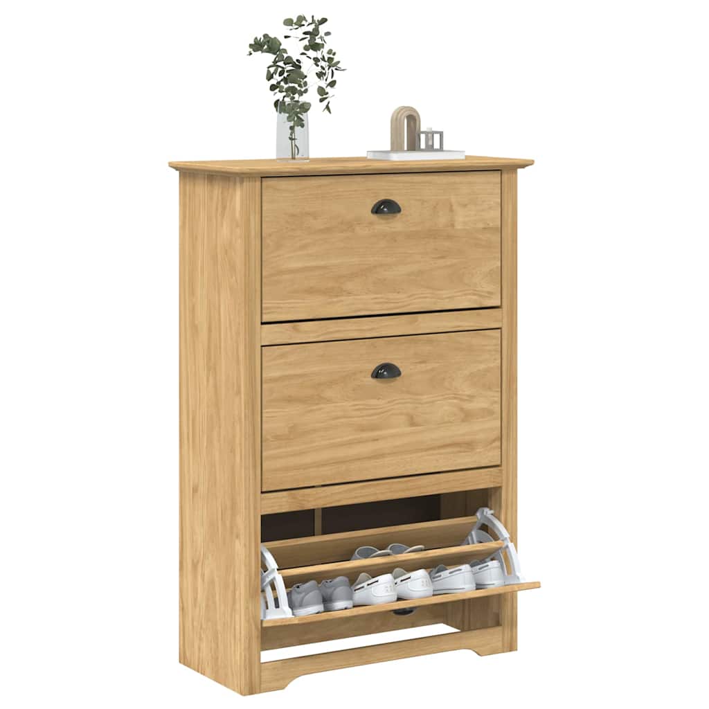 Vidaxl zapatero bodo marrón miel 80 x 35 x 118 cm madera artesanal