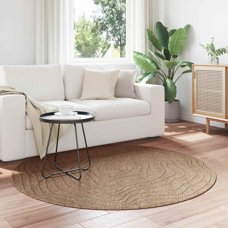 Vidaxl vloerkleden rond moiré huarte naturel ø 200 cm polyester