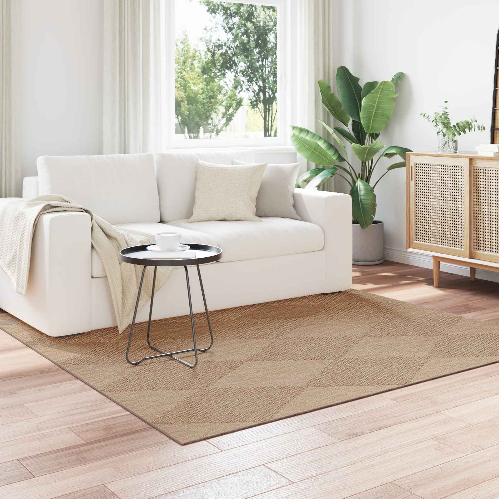 Vidaxl vloerkleden vierkant huarte naturel 240 x 240 cm polyester