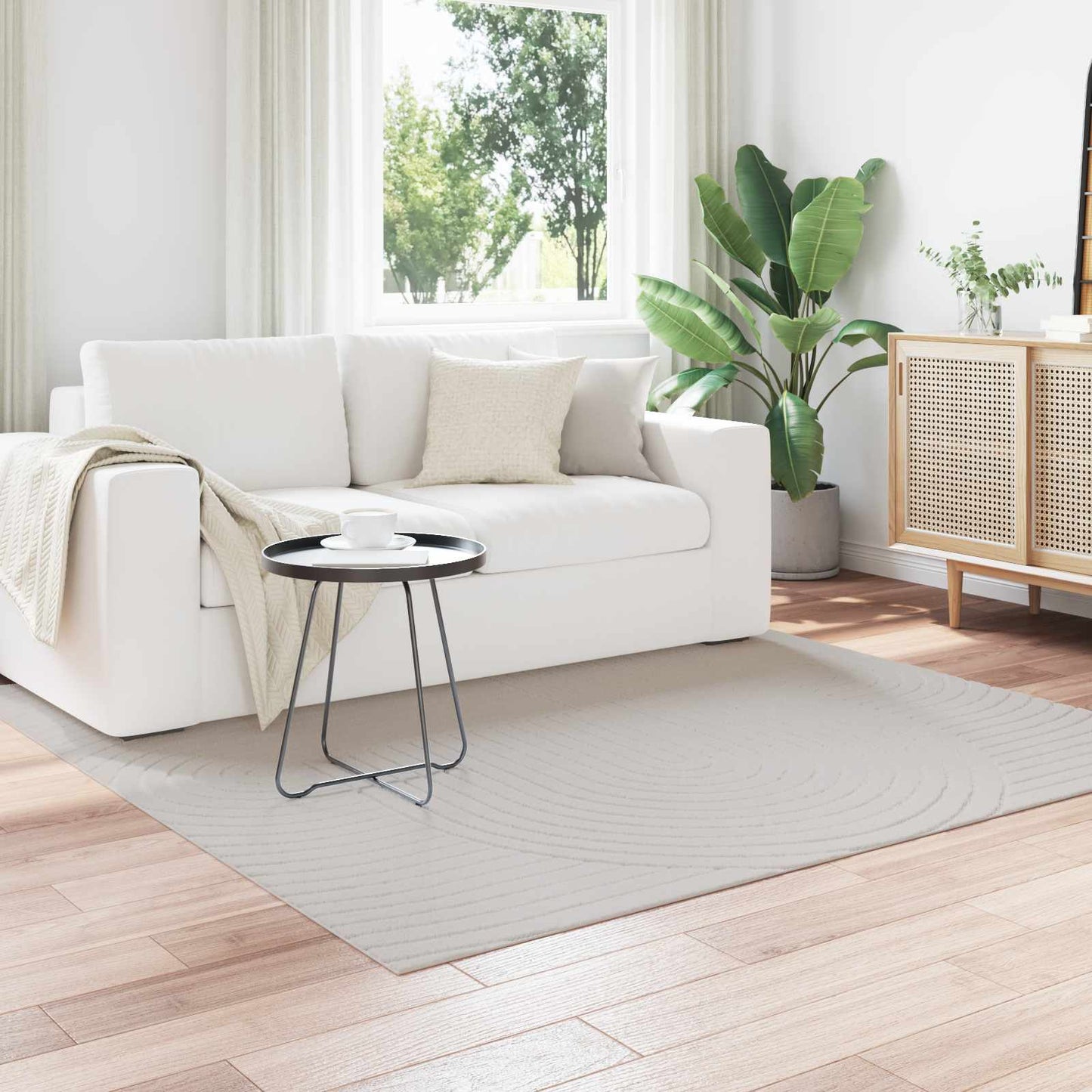 Vidaxl vloerkleden vierkant huarte crème 120 x 120 cm polyester