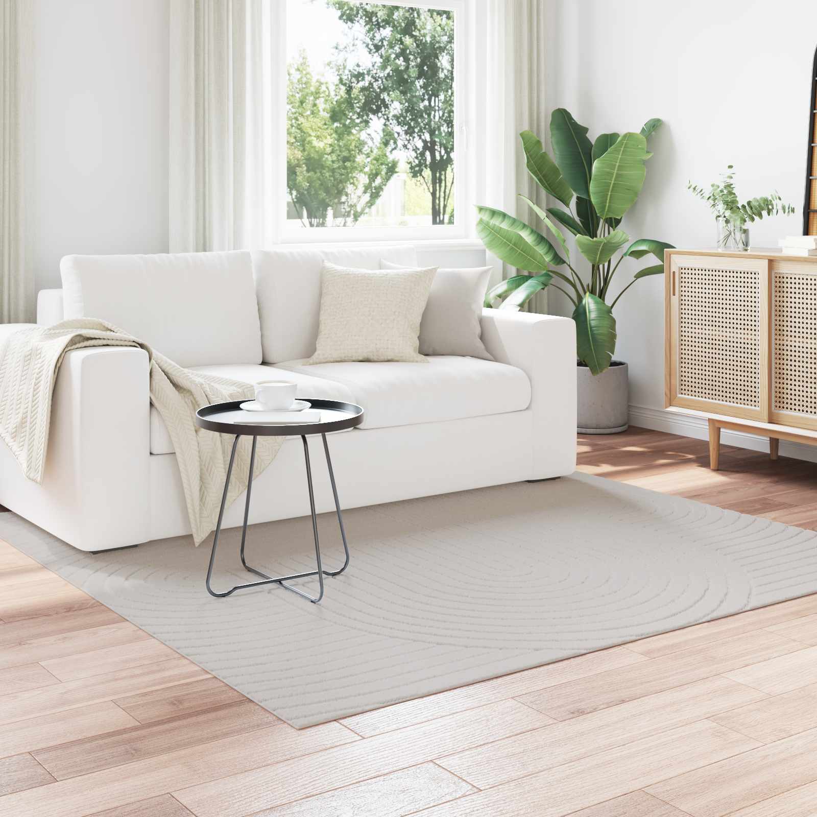 Vidaxl vloerkleden vierkant huarte crème 200 x 200 cm polyester