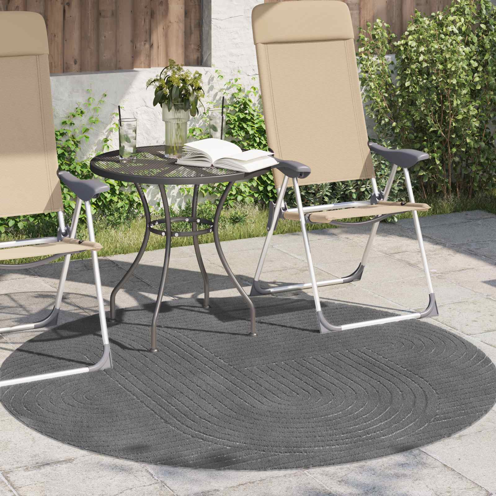 Vidaxl vloerkleden rond huarte antraciet ø 200 cm polyester