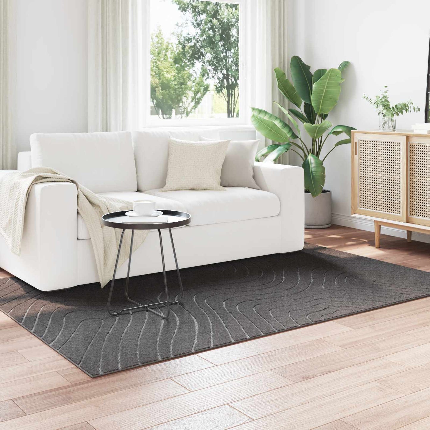 Vidaxl vloerkleden rechthoekig huarte antraciet 230 x 160 cm polyester