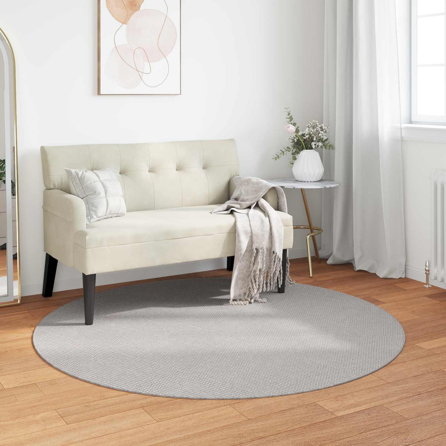 Vidaxl vloerkleden rond huarte crème en grijs ø 120 cm polyester
