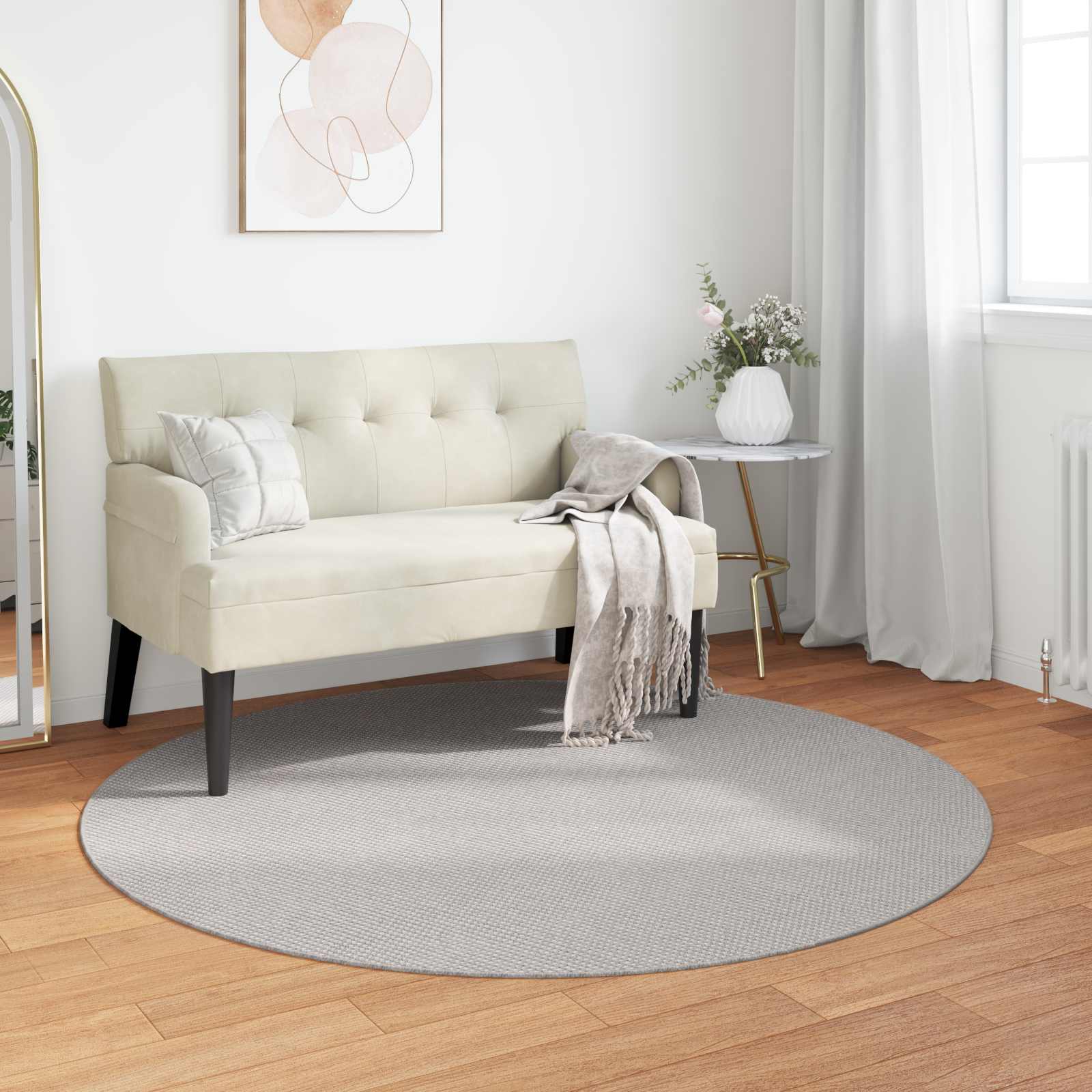 Vidaxl vloerkleden rond huarte crème en grijs ø 120 cm polyester