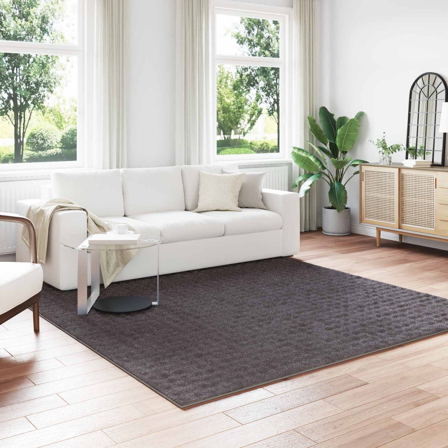Vidaxl vloerkleden vierkant huarte antraciet 240 x 240 cm polyester