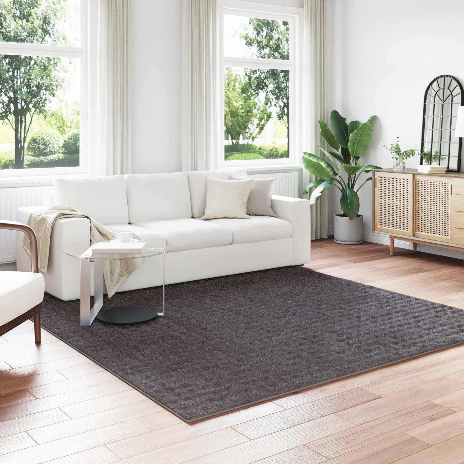 Vidaxl vloerkleden vierkant huarte antraciet 240 x 240 cm polyester