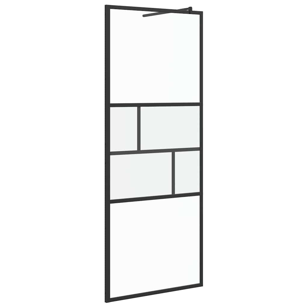 Vidaxl inloop douche wand zwart 80 x 195 x 0.5 cm glas en aluminium