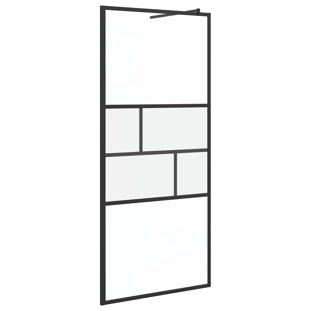 Vidaxl inloop douche wand zwart 80 x 195 x 0.5 cm glas en aluminium
