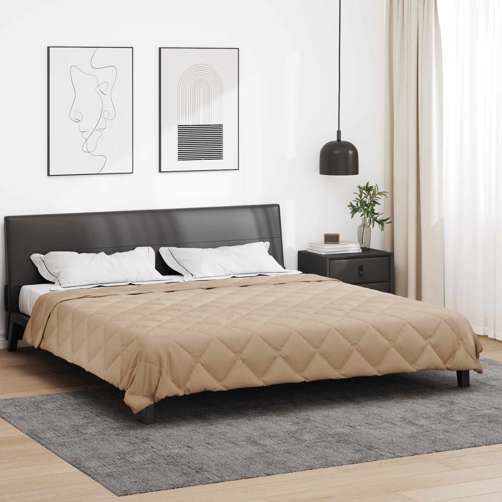 Vidaxl zomer dekbed taupe 220 x 260 cm microfiber