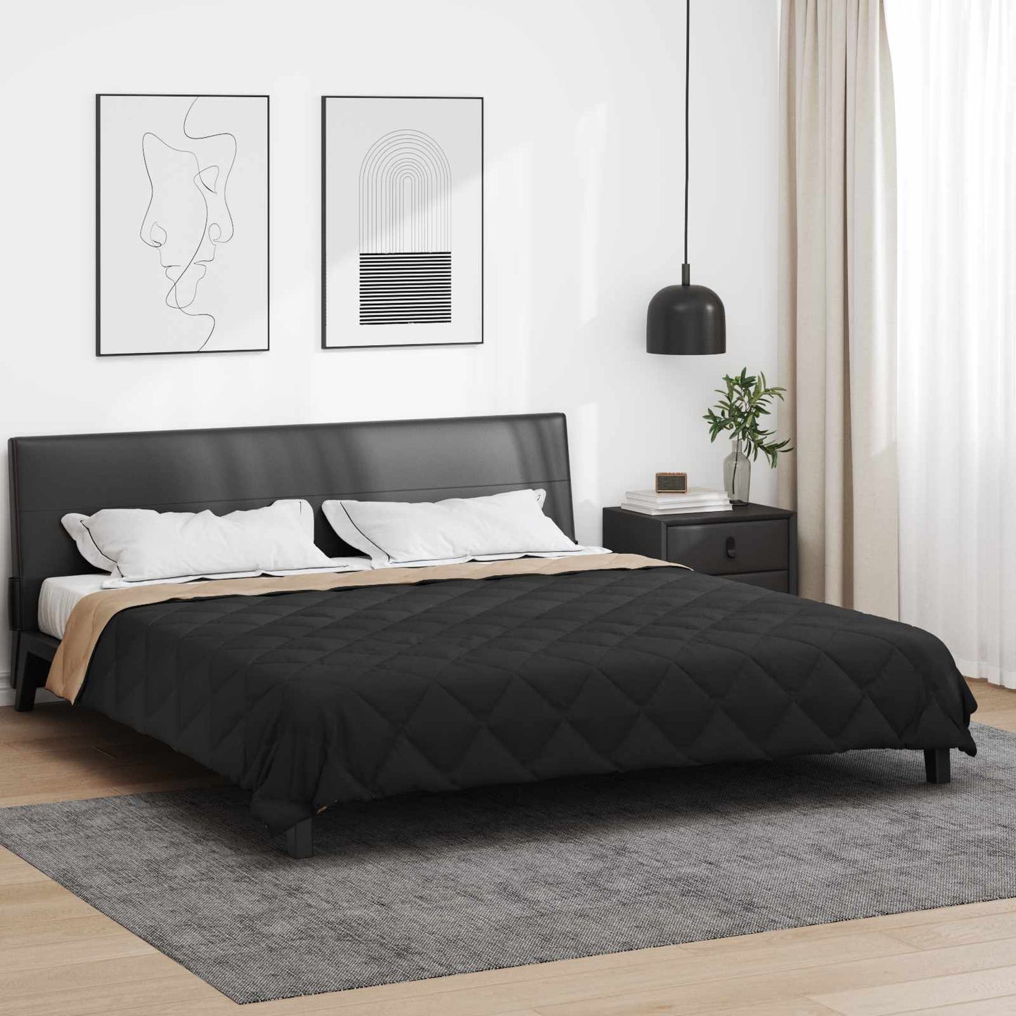 Vidaxx edredón de verano negro y topo 240 x 260 cm microfibra