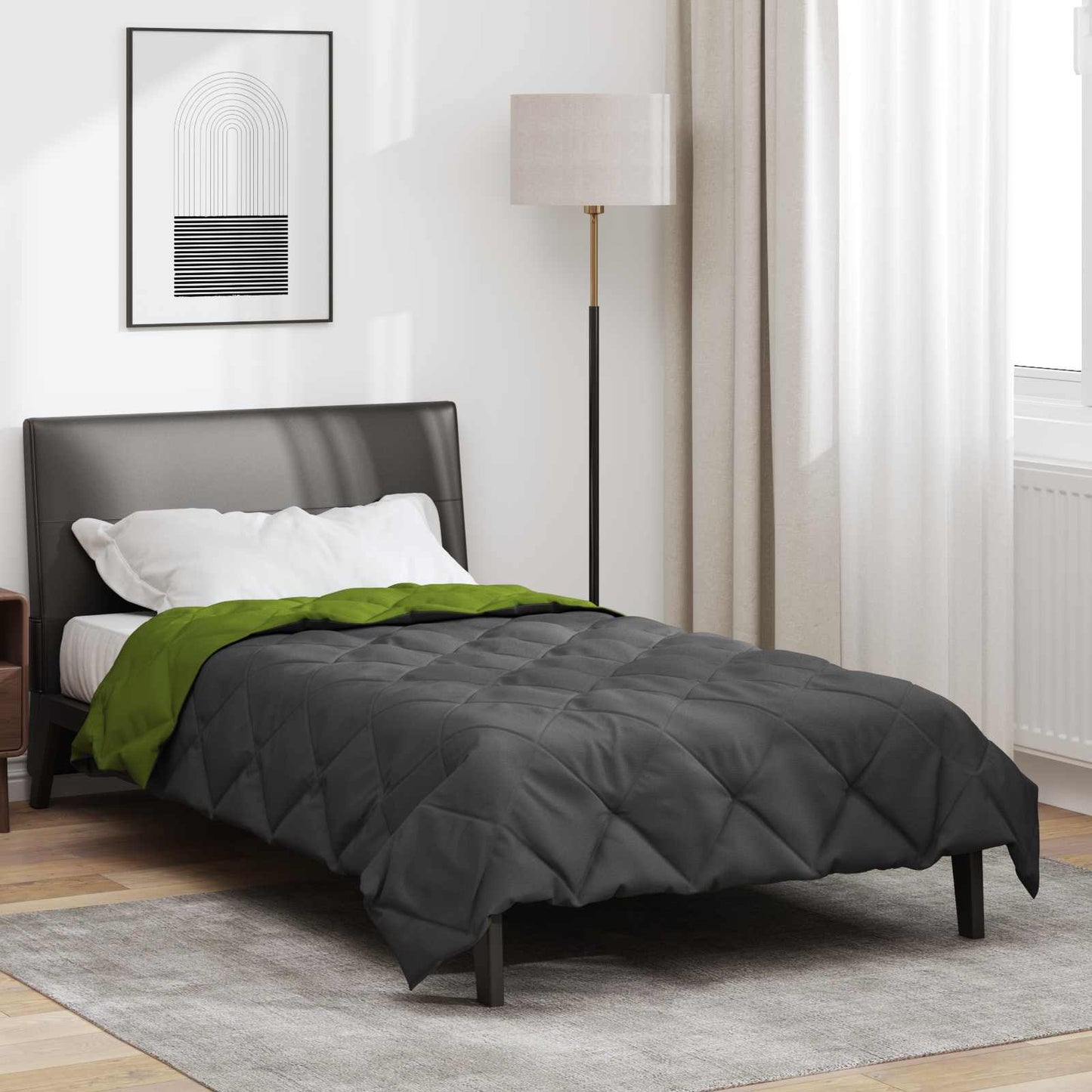 Vidaxx edredón año completo verde y antracita 200 x 135 cm microfibra