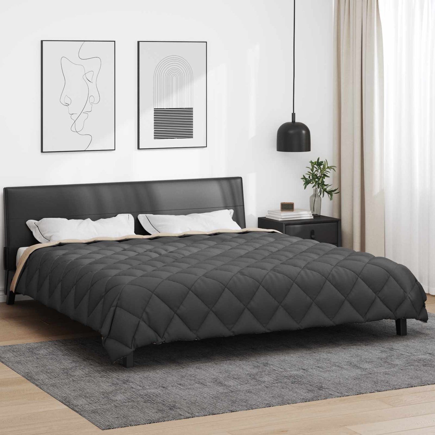 Vidaxl winter dekbed antraciet en taupe 220 x 240 cm microfiber