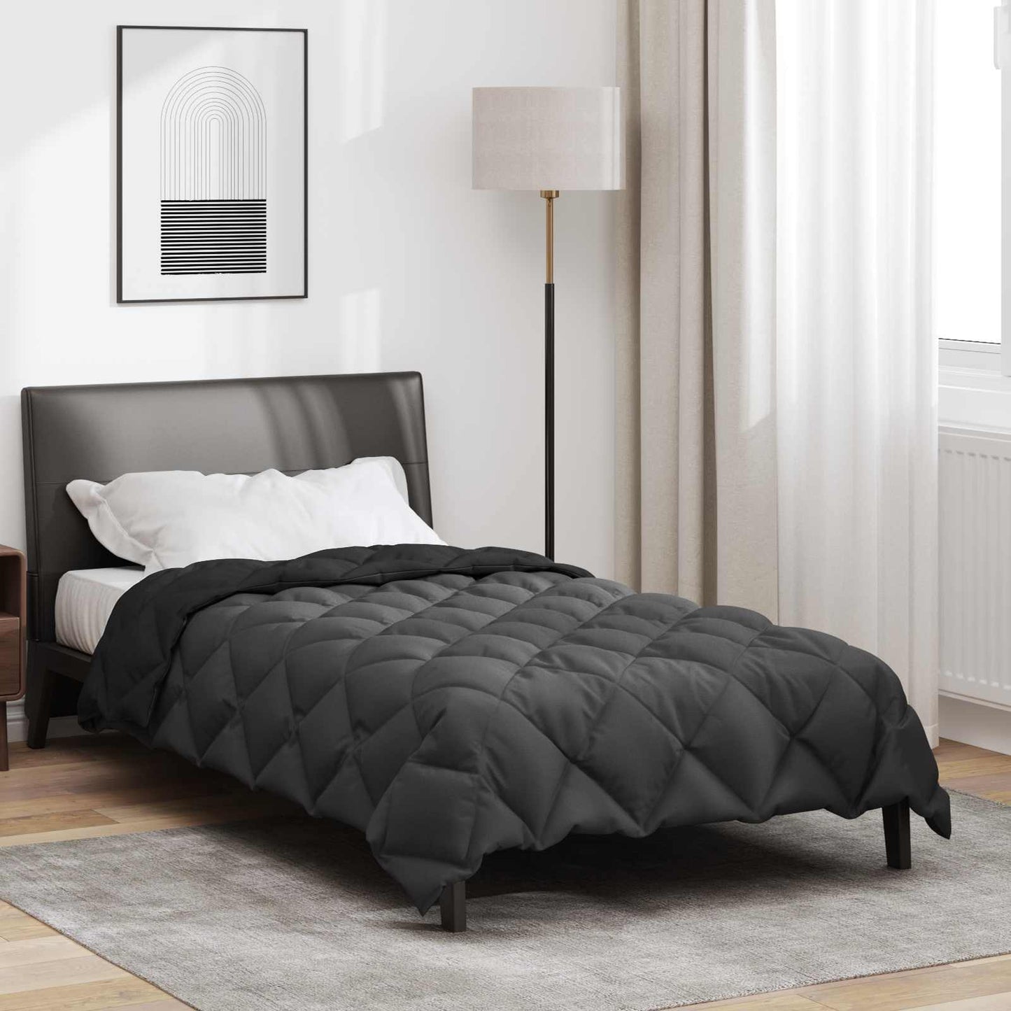 Vidaxl winter dekbed zwart en anthraciet 200 x 140 cm microfiber