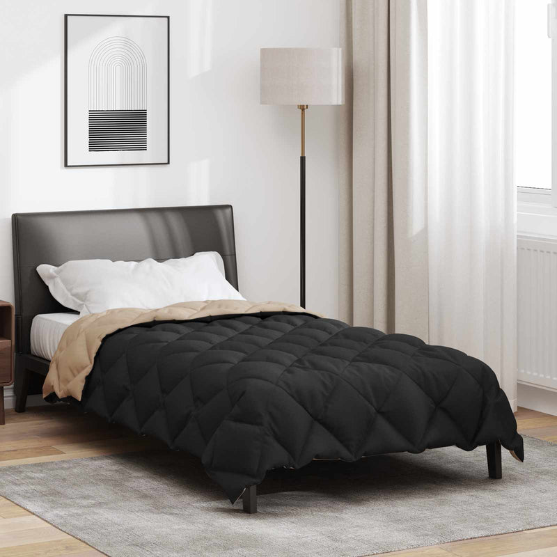 Vidaxl winter dekbed zwart en taupe 200 x 140 cm microfiber