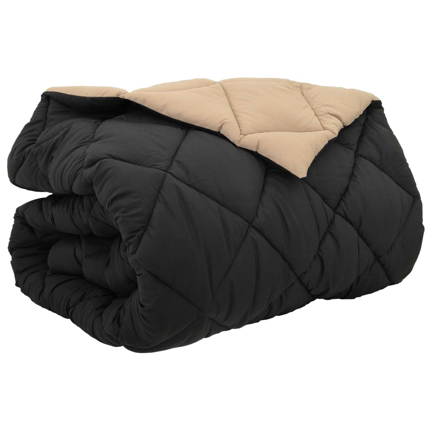 Vidaxl winter dekbed zwart en taupe 220 x 200 cm microfiber