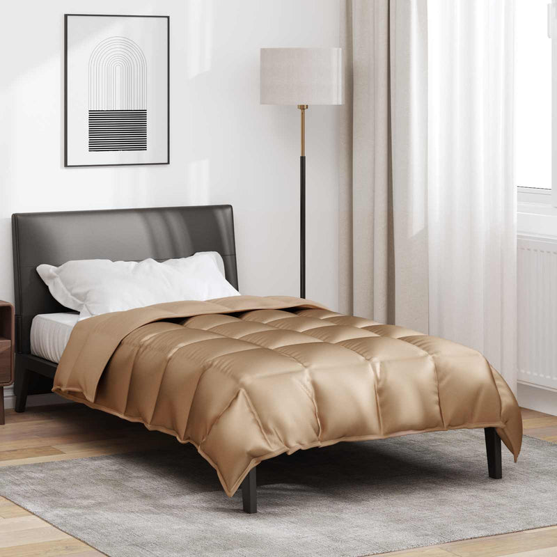 Vidaxl winter dekbed goud 220 x 140 cm satijn en microfiber