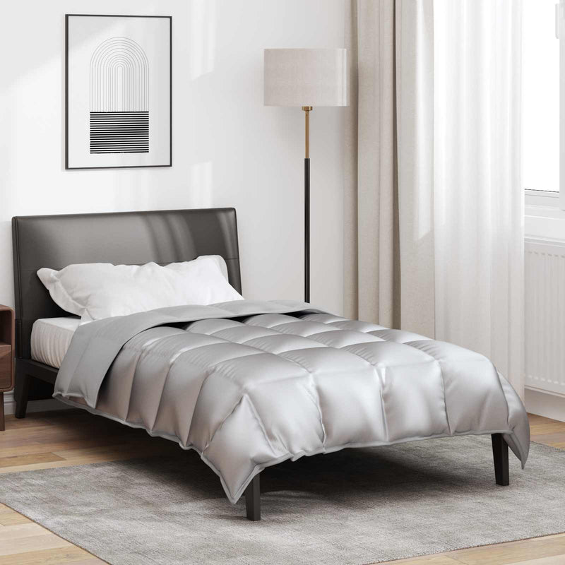 Vidaxl winter dekbed zilver 200 x 135 cm satijn en microfiber