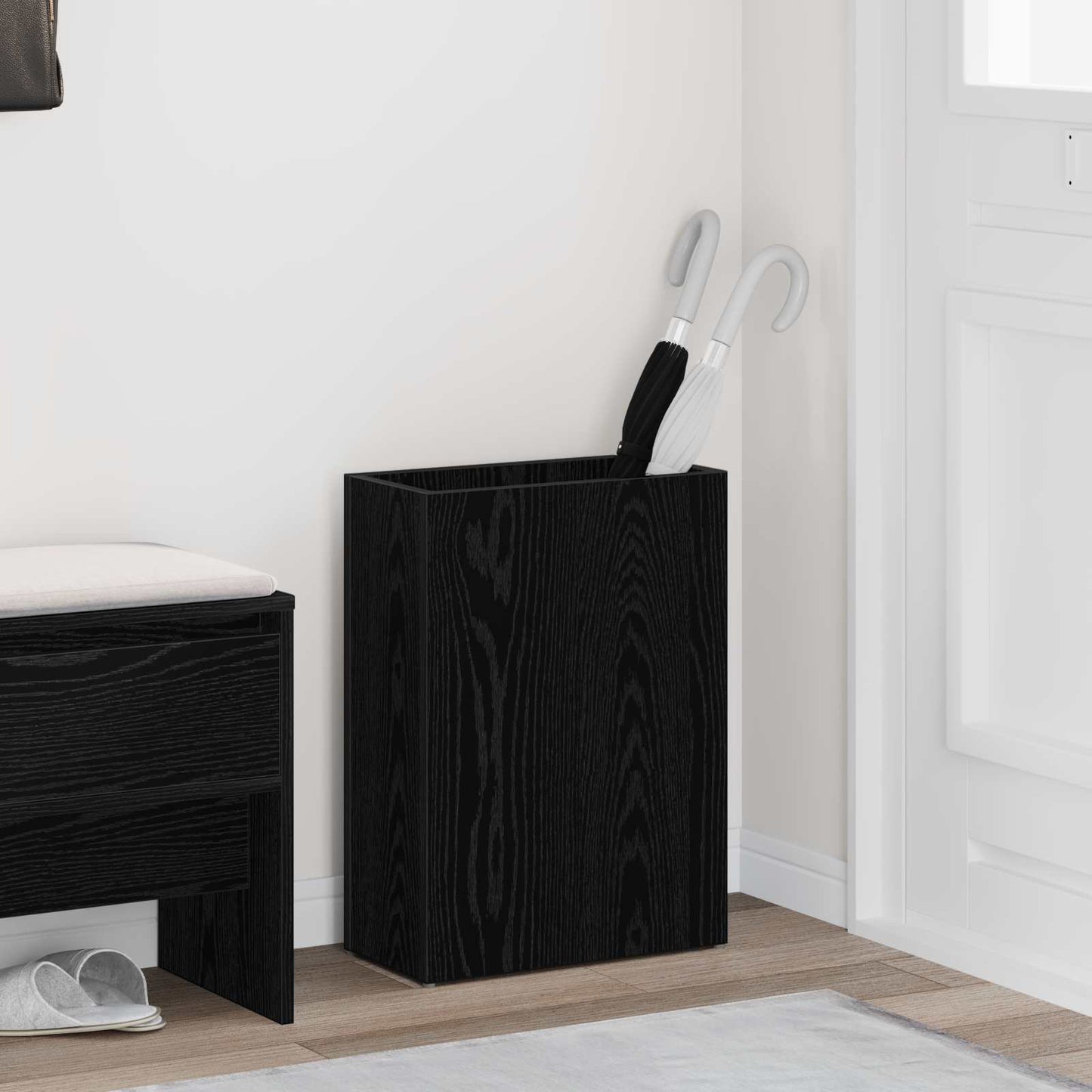 Vidaxl paraplu standaard zwart eiken 40 x 20 x 55,5 cm bewerkt hout