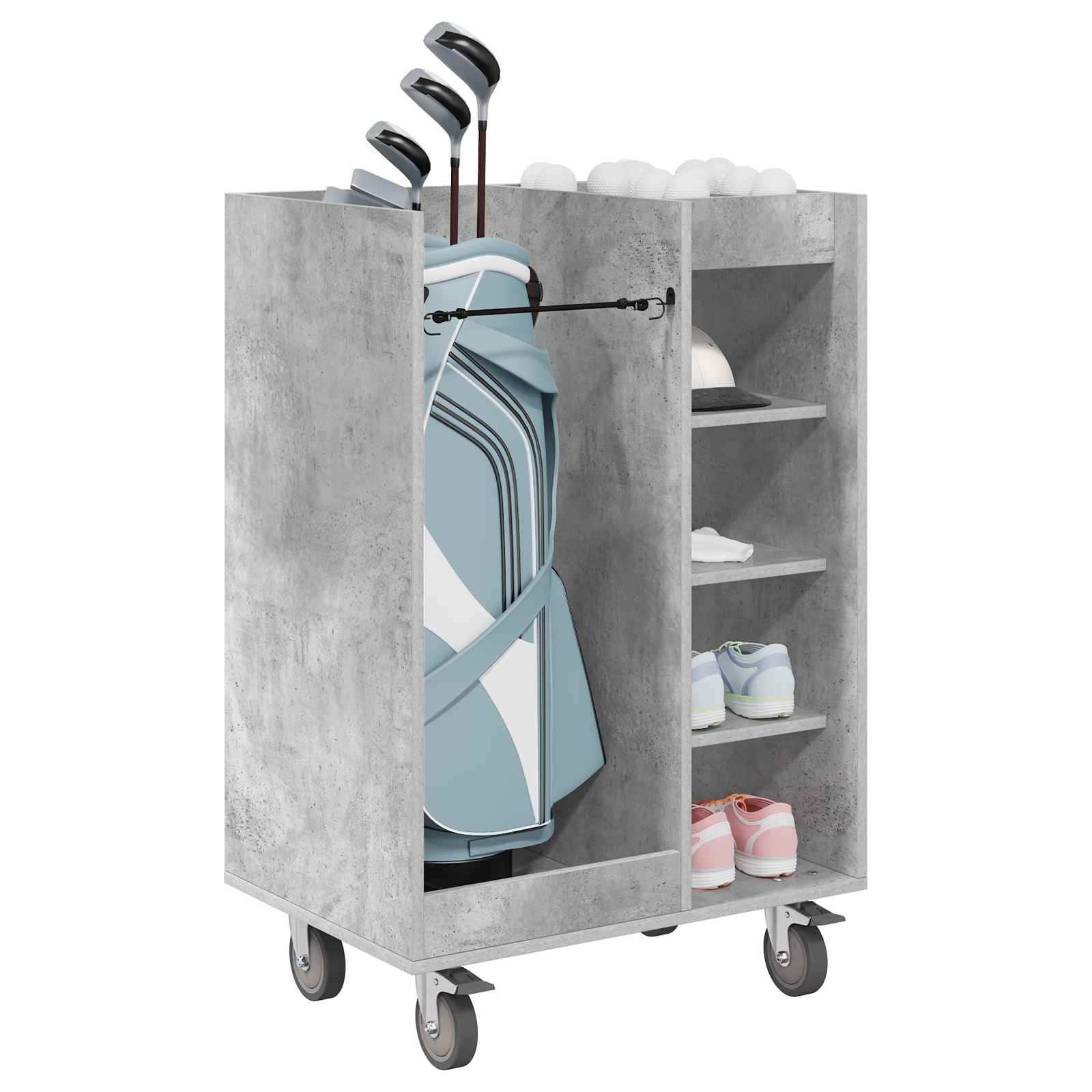Mobile da golf Vidaxx con ruota grigio cemento liscio 65 x 45 x 98 cm