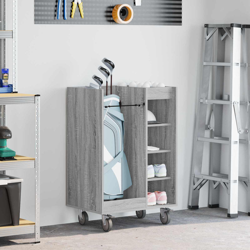 Mueble de golf vidaxl con rueda gris liso sonoma 65 x 45 x 98 cm