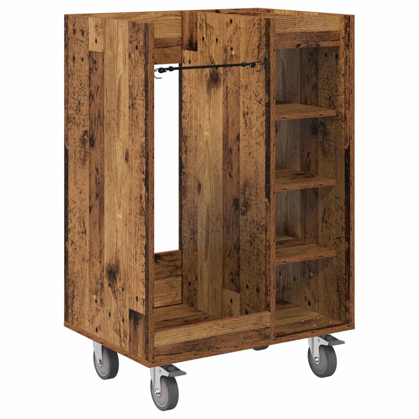 Mobile da golf Vidaxx con ruota, legno vecchio liscio, 65 x 45 x 98 cm