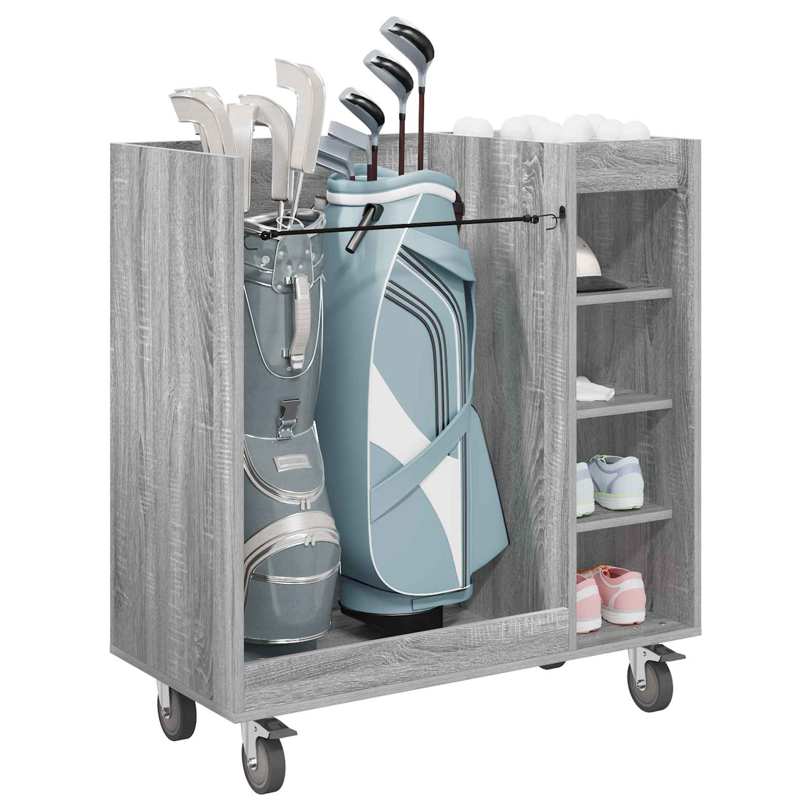 Mueble de golf vidaxl con rueda gris liso sonoma 90 x 45 x 98 cm