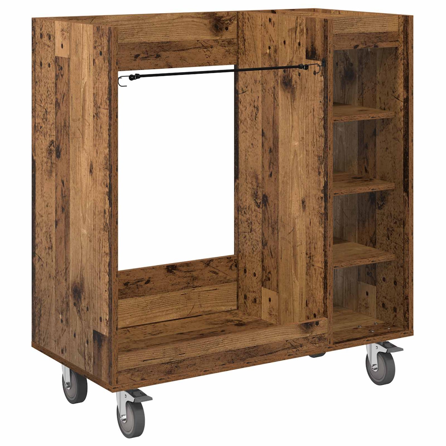 Mobile da golf Vidaxx con ruota, legno vecchio liscio, 90 x 45 x 98 cm