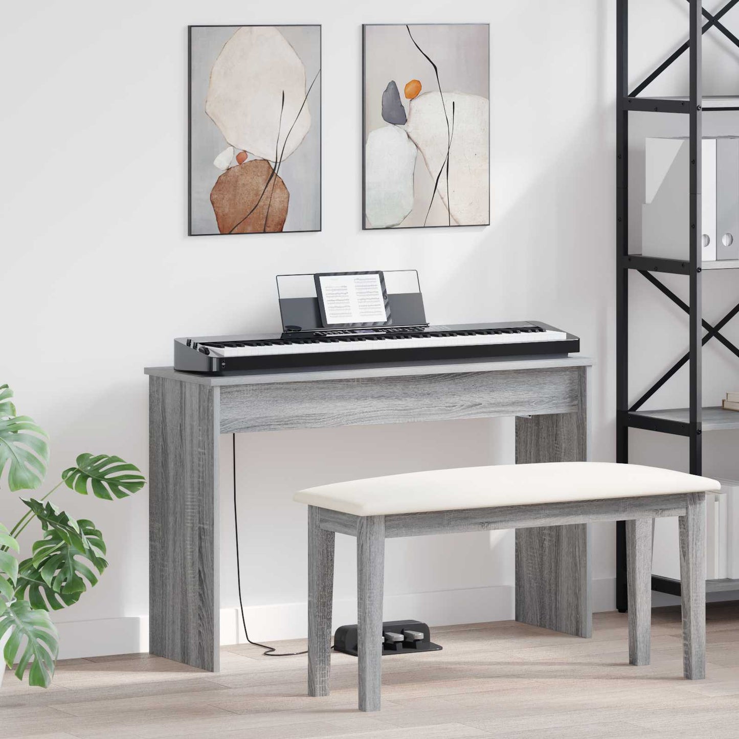 Vidaxl keyboardstand grijs sonoma 100 x 32 x 64 cm bewerkt hout