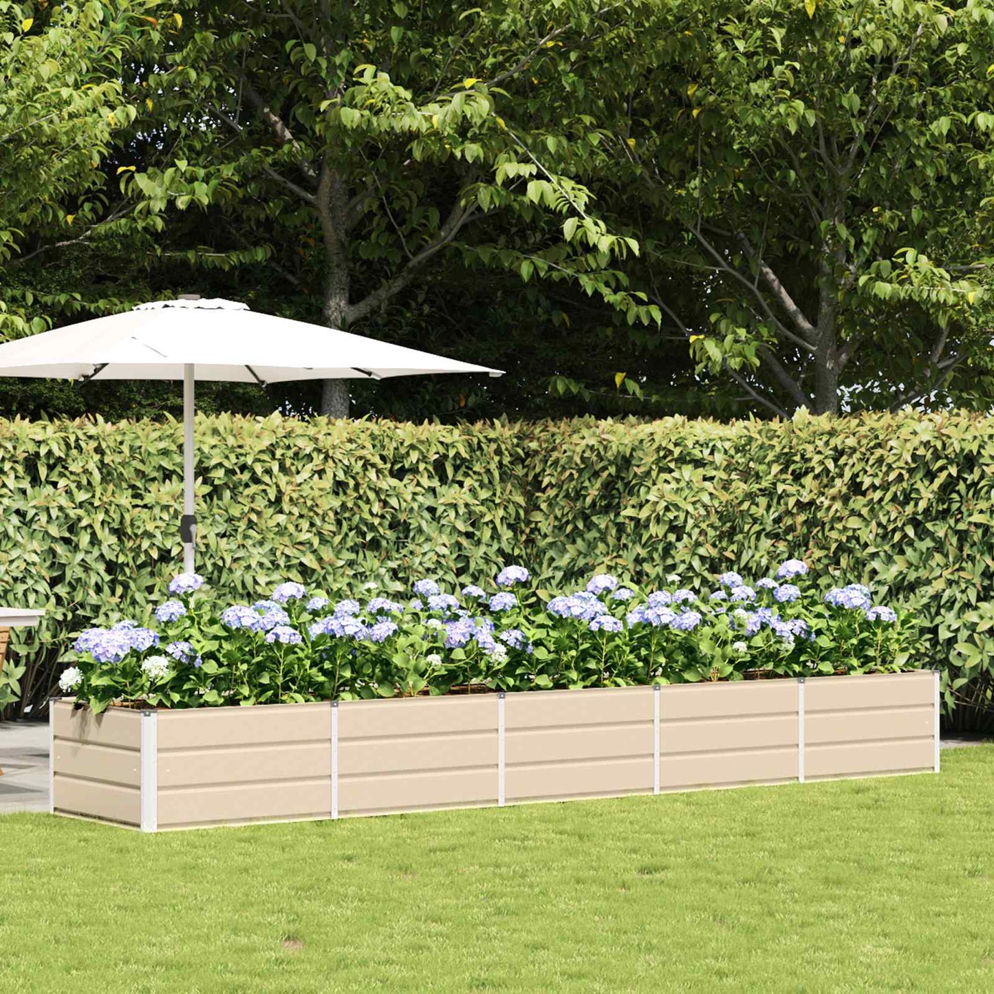 Vidaxl plantenbak ivoor 400 x 80 x 45 cm staal