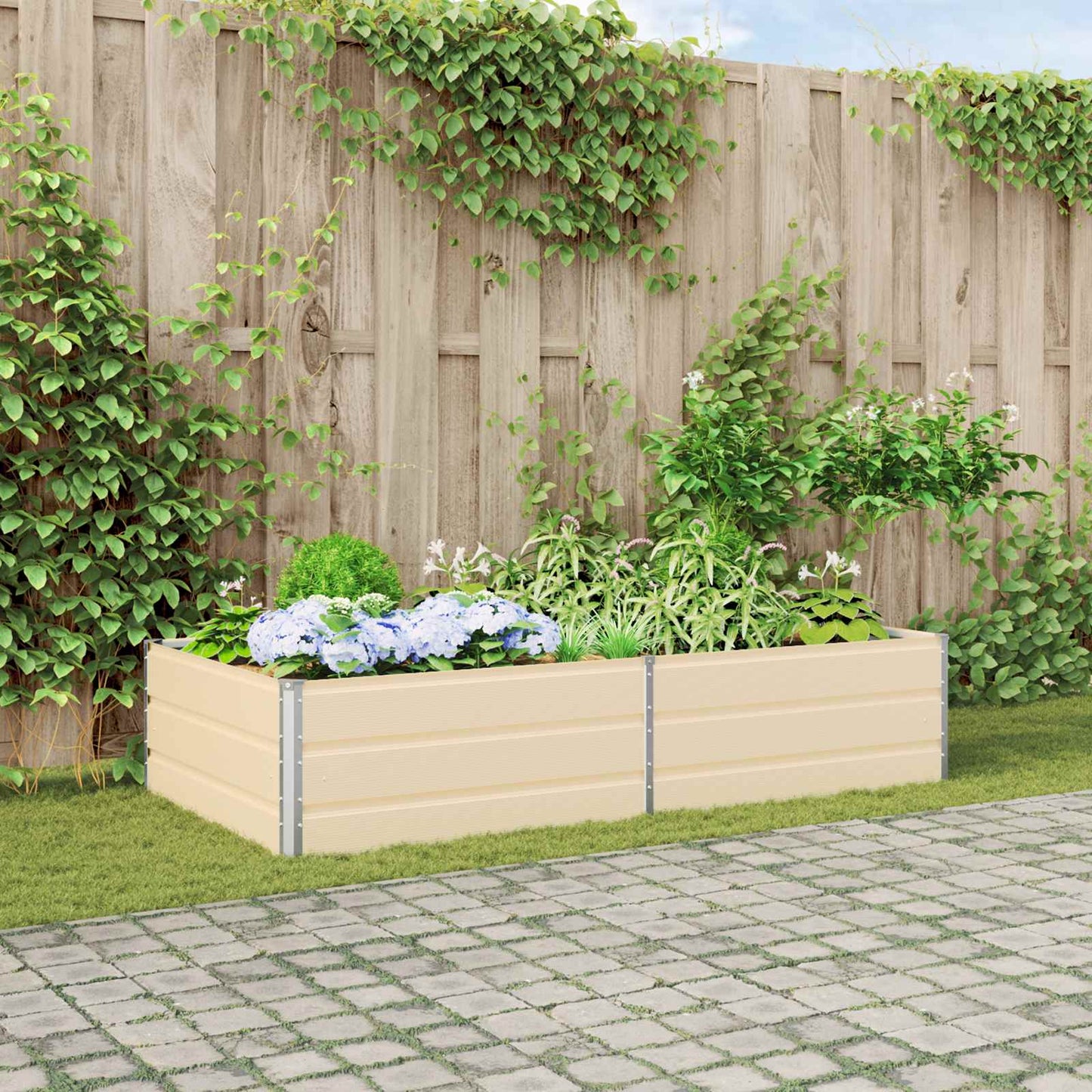 Jardinera vidaxx marfil 195 x 100 x 45 cm acero galvanizado