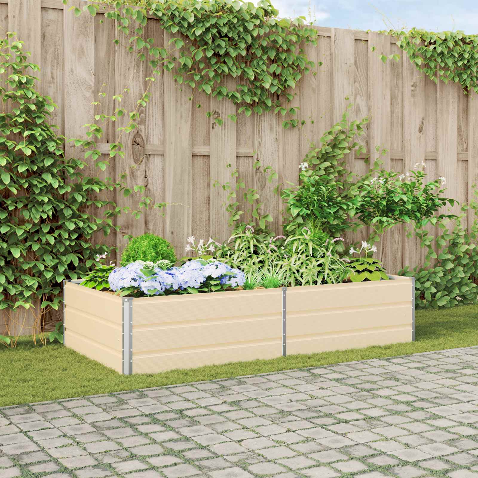 Jardinera vidaxx marfil 195 x 100 x 45 cm acero galvanizado